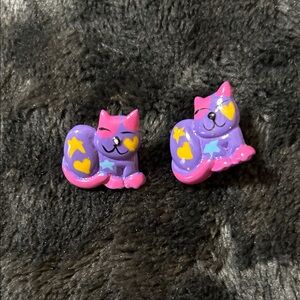 Purple Cat Stud Earrings for Kids - Cute Heart & Star Design